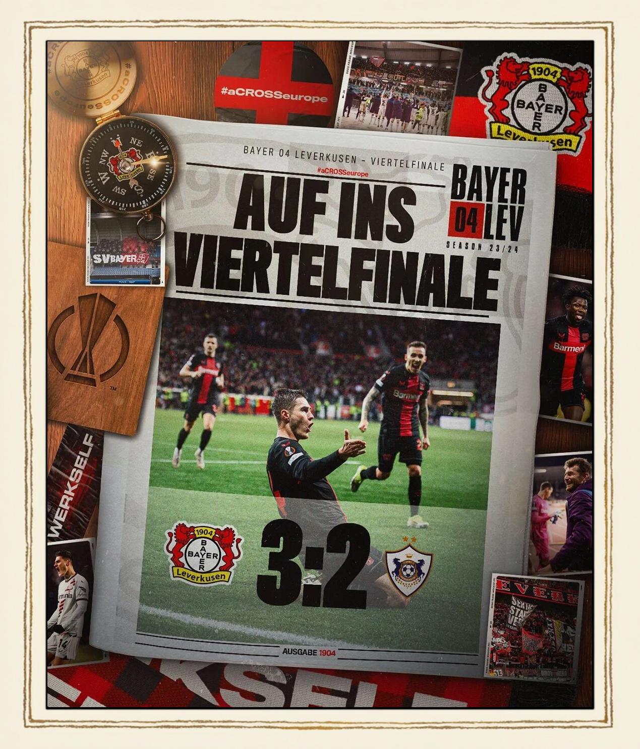 勒沃库森客场大胜，逐渐进入欧冠席位